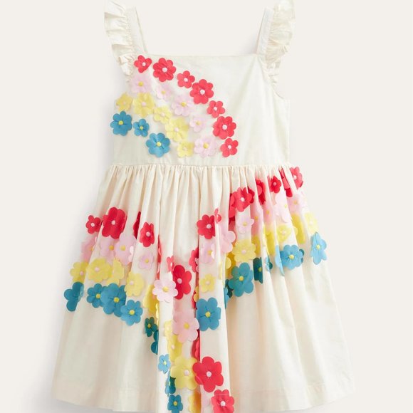 NWT Mini Boden Flutter Flower Rainbow Dress - Picture 2 of 8